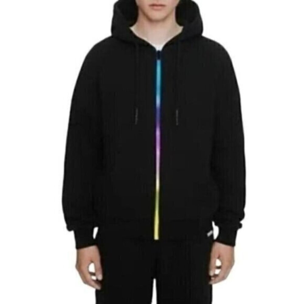 Eleven Paris Mens Black Hoodie Jacket New Medium